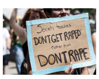 Women's Rights sign against rape